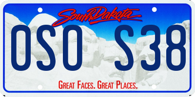SD license plate 0SOS38