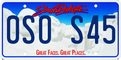 SD license plate 0SOS45