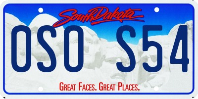 SD license plate 0SOS54