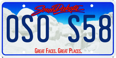 SD license plate 0SOS58