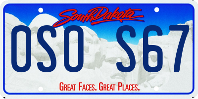 SD license plate 0SOS67