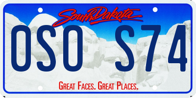 SD license plate 0SOS74