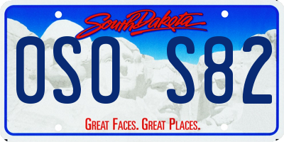 SD license plate 0SOS82