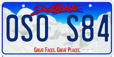 SD license plate 0SOS84