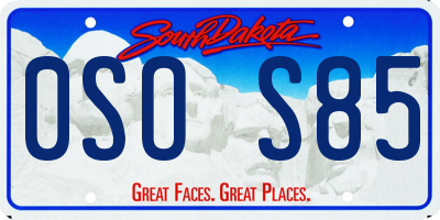 SD license plate 0SOS85