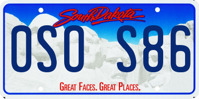 SD license plate 0SOS86