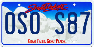SD license plate 0SOS87