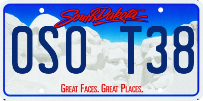 SD license plate 0SOT38