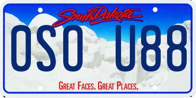 SD license plate 0SOU88