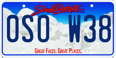 SD license plate 0SOW38
