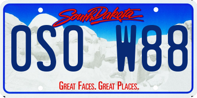 SD license plate 0SOW88