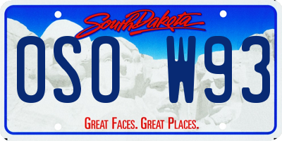 SD license plate 0SOW93