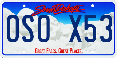 SD license plate 0SOX53