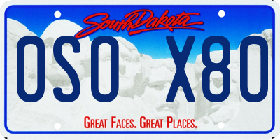 SD license plate 0SOX80