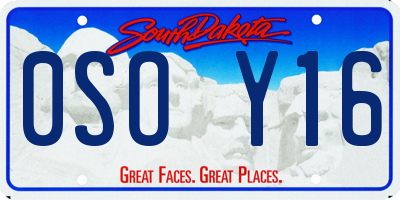 SD license plate 0SOY16