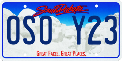 SD license plate 0SOY23