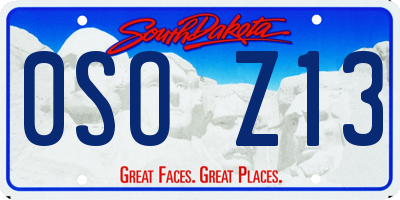 SD license plate 0SOZ13