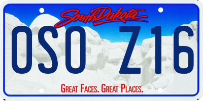 SD license plate 0SOZ16