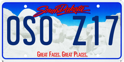 SD license plate 0SOZ17