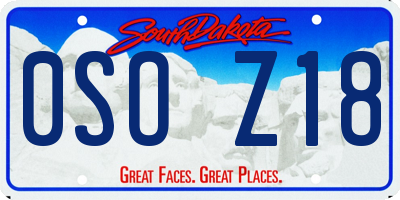 SD license plate 0SOZ18