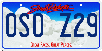 SD license plate 0SOZ29