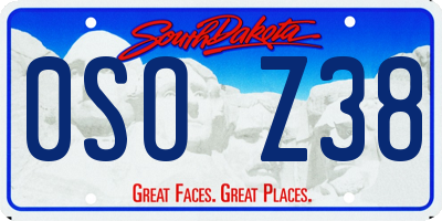 SD license plate 0SOZ38