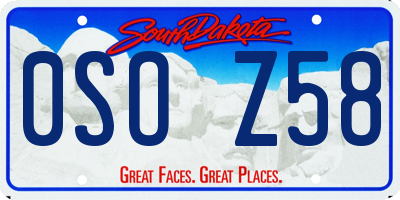 SD license plate 0SOZ58