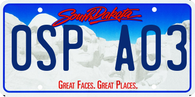 SD license plate 0SPA03
