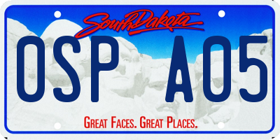 SD license plate 0SPA05