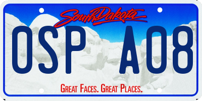SD license plate 0SPA08