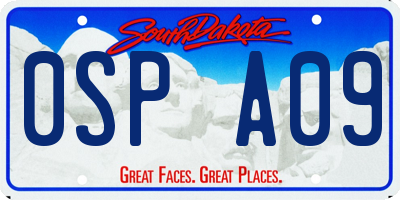 SD license plate 0SPA09