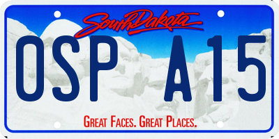 SD license plate 0SPA15