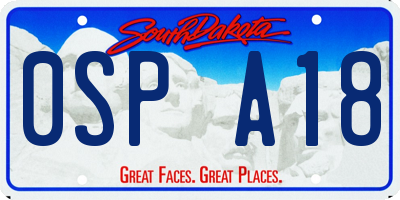 SD license plate 0SPA18