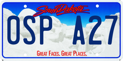 SD license plate 0SPA27