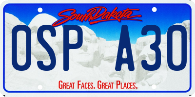 SD license plate 0SPA30