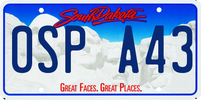 SD license plate 0SPA43