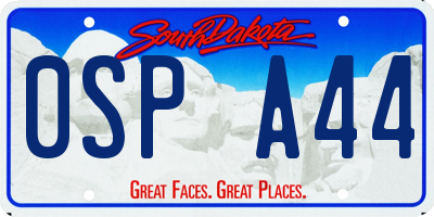 SD license plate 0SPA44