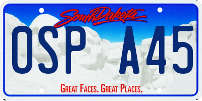 SD license plate 0SPA45