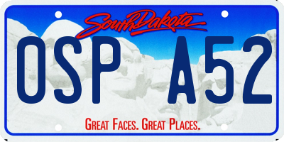 SD license plate 0SPA52