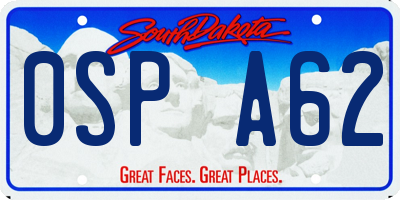 SD license plate 0SPA62