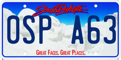 SD license plate 0SPA63