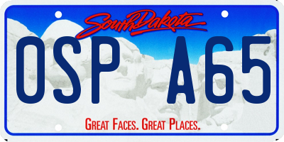 SD license plate 0SPA65