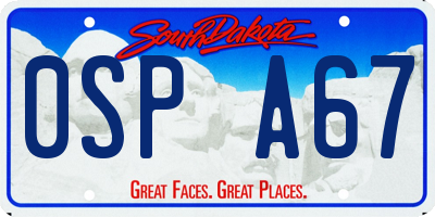 SD license plate 0SPA67