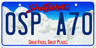 SD license plate 0SPA70