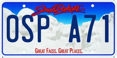 SD license plate 0SPA71