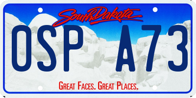 SD license plate 0SPA73