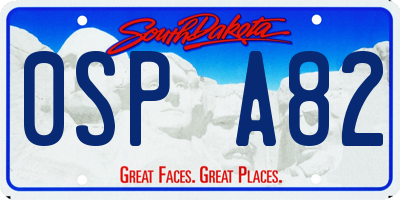 SD license plate 0SPA82