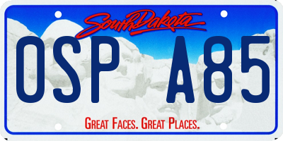 SD license plate 0SPA85