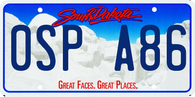 SD license plate 0SPA86