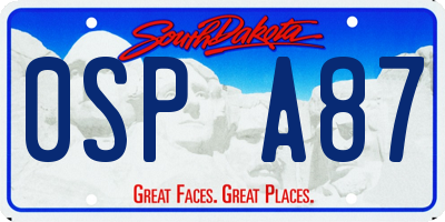 SD license plate 0SPA87